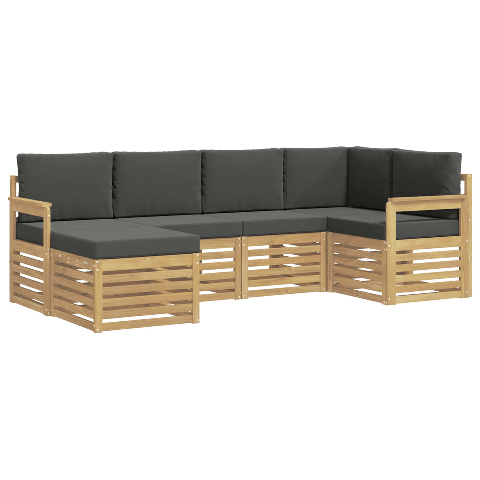 Outdoor-Sofagarnitur 6 pcs Weiß und Anthrazit Polyester
