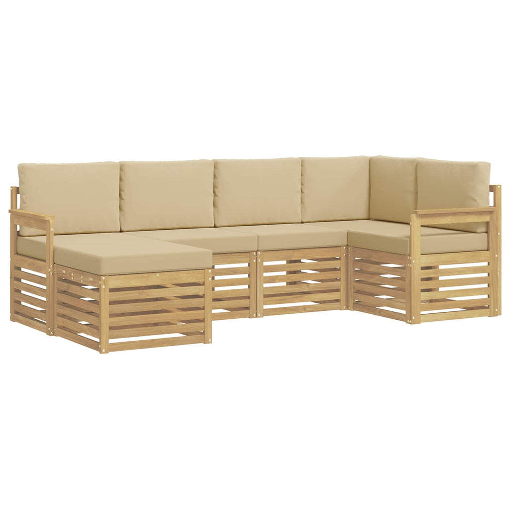 Outdoor-Sofagarnitur 6 pcs Weiß und Beige 247 x 128,5 x 73 cm