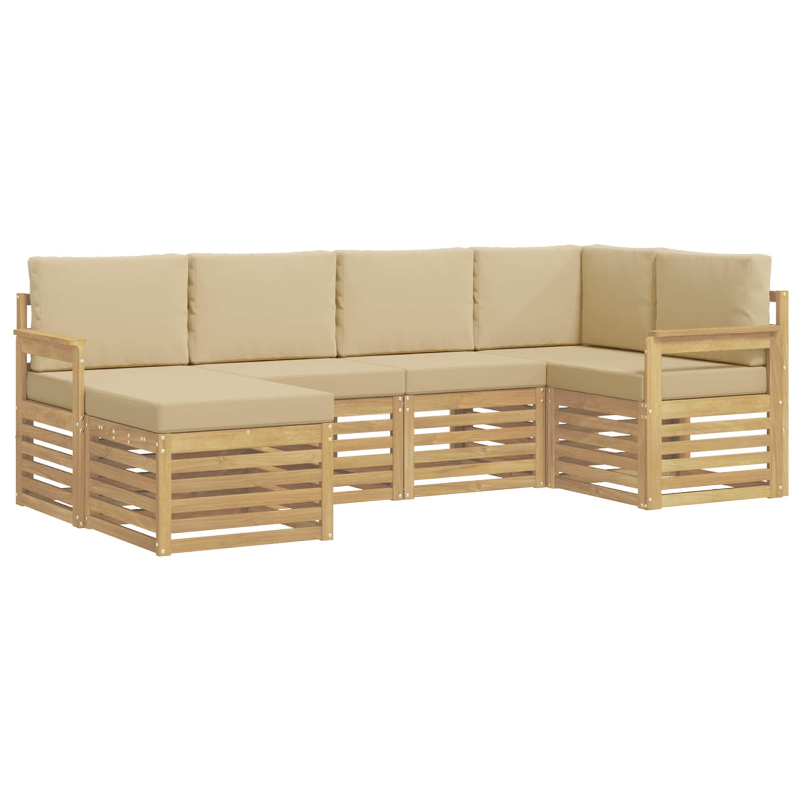 Outdoor-Sofagarnitur 6 pcs Weiß und Beige 247 x 128,5 x 73 cm