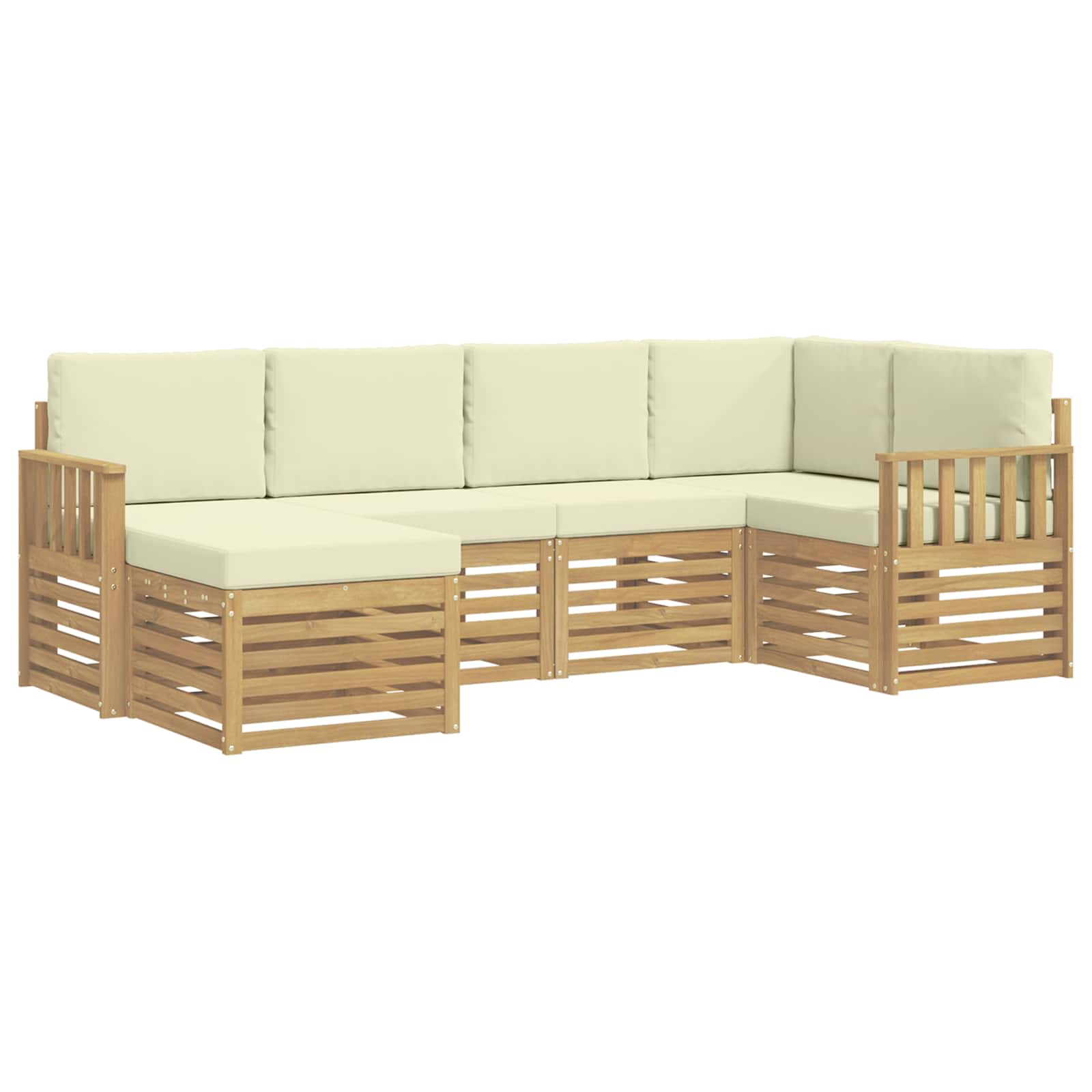 Outdoor-Sofagarnitur 6 pcs Weiß und Creme Polyester