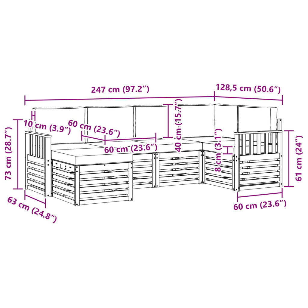 Outdoor-Sofagarnitur 6 pcs Weiß und Creme Polyester