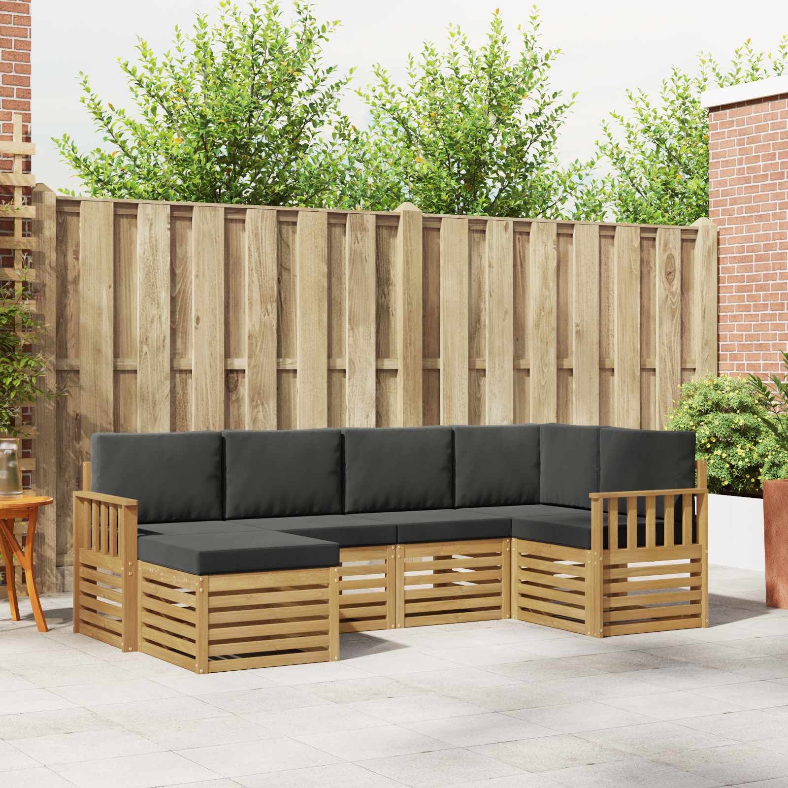 Outdoor-Sofagarnitur 6 pcs Weiß und Anthrazit Polyester