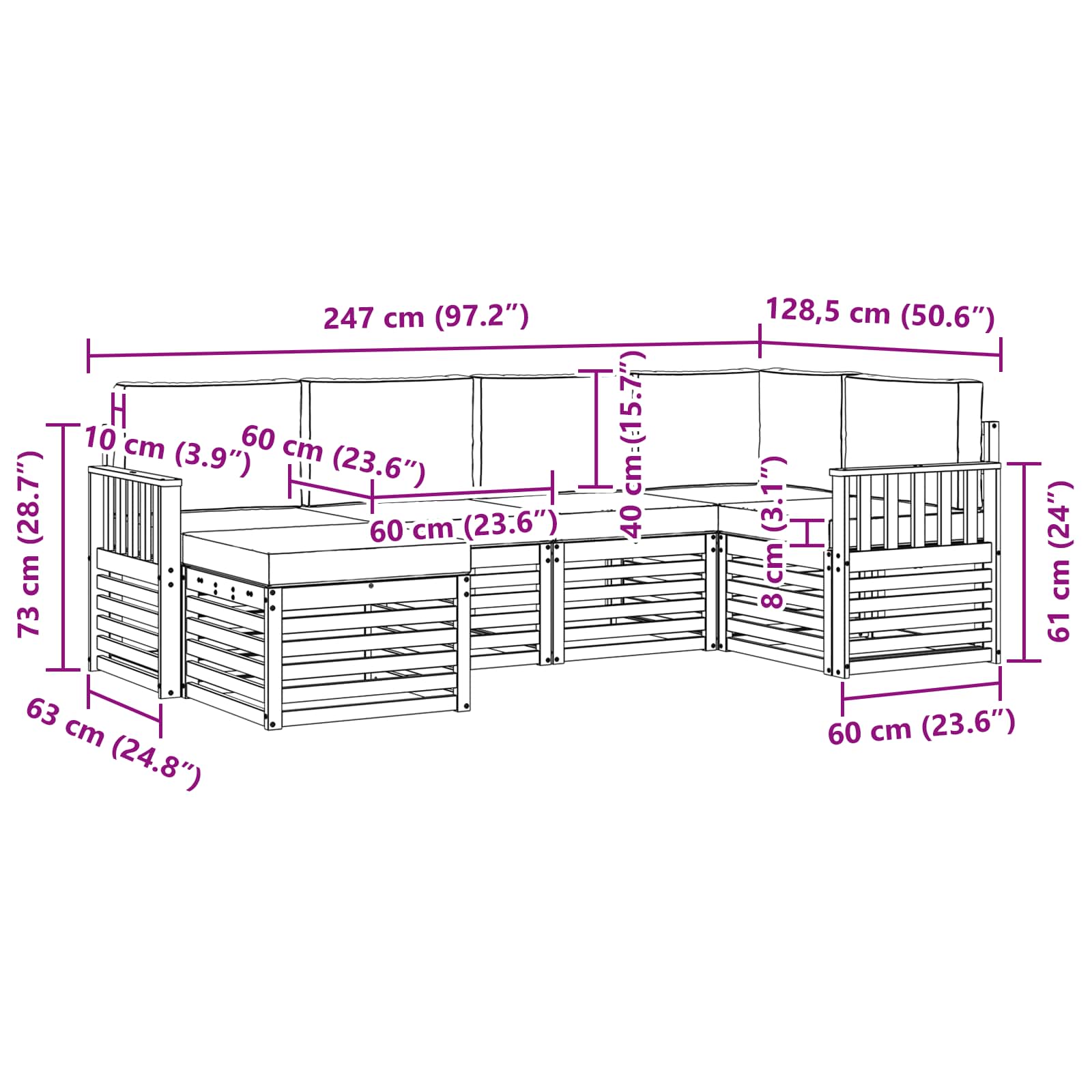 Outdoor-Sofagarnitur 6 pcs Weiß und Anthrazit Polyester