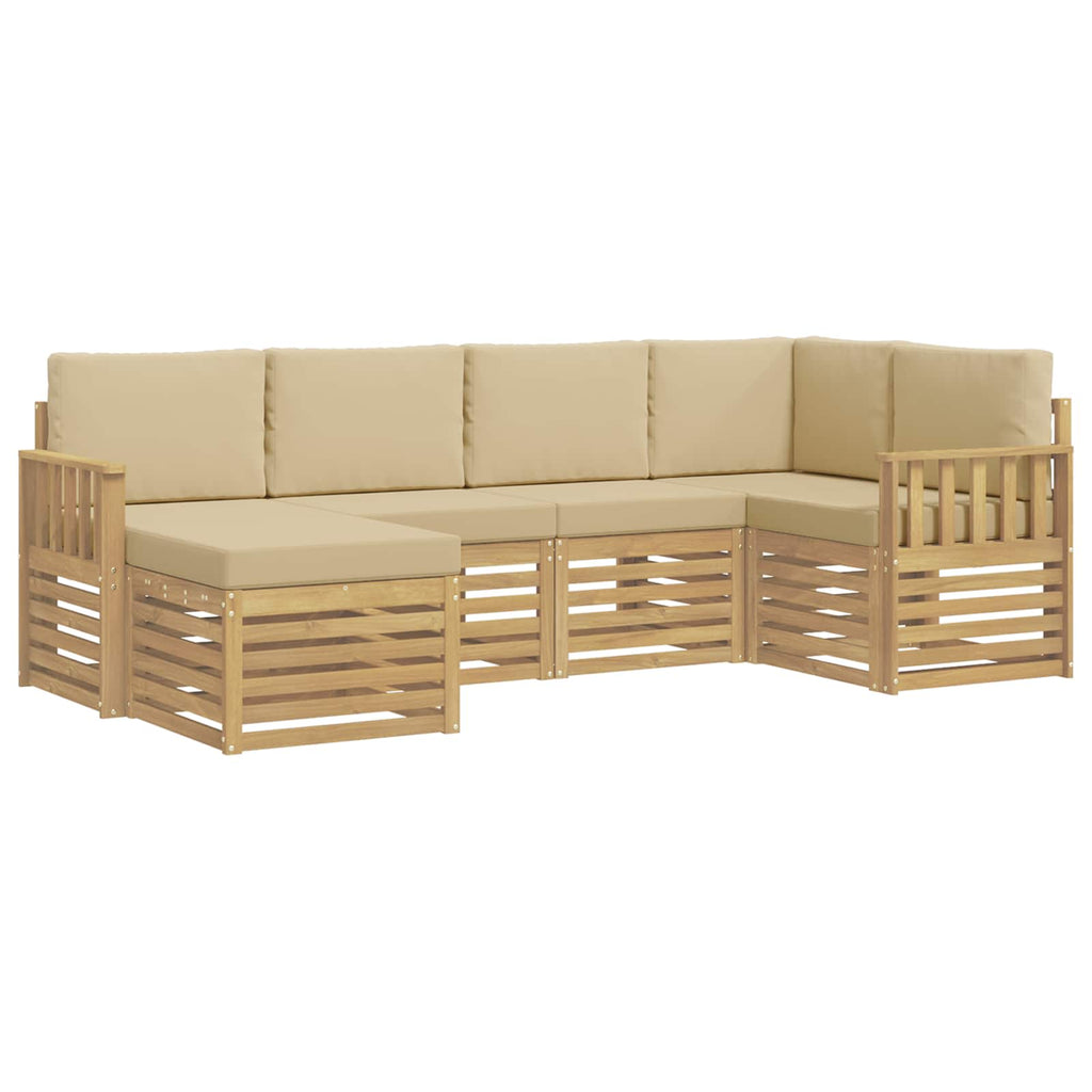 Outdoor-Sofagarnitur 6 pcs Weiß und Beige 247 x 128,5 x 73 cm