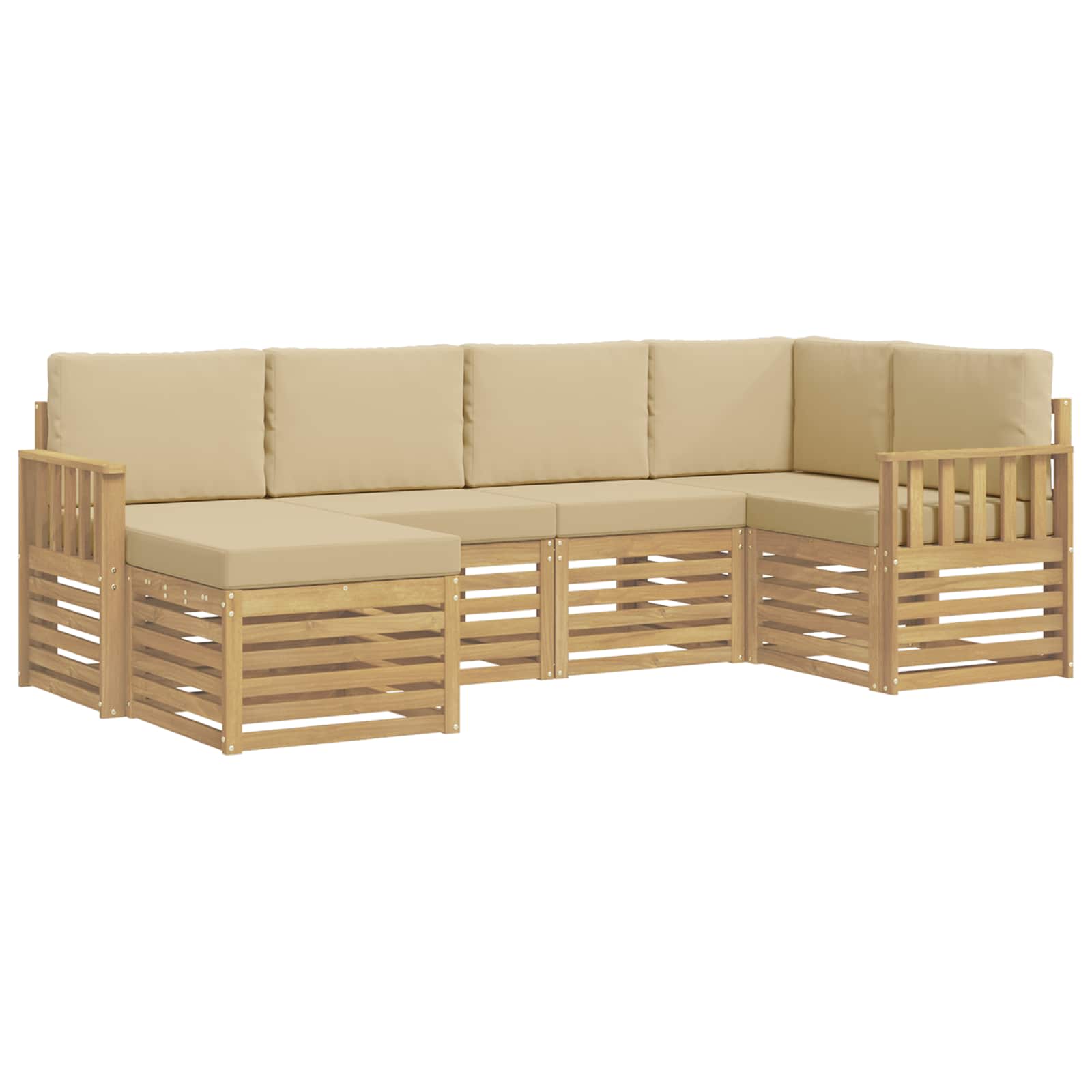 Outdoor-Sofagarnitur 6 pcs Weiß und Beige 247 x 128,5 x 73 cm