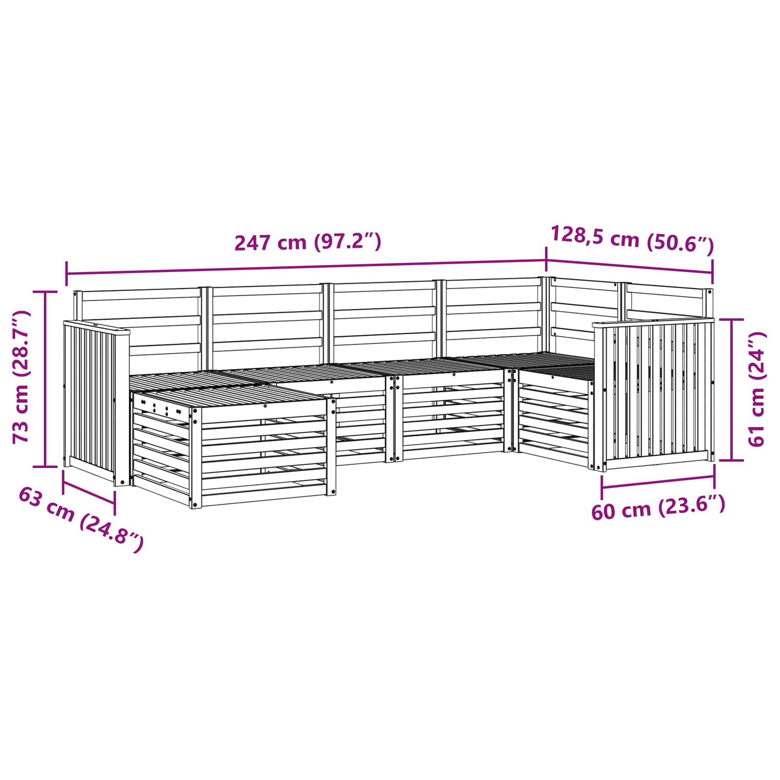 Outdoor-Sofagarnitur 6 pcs Weiß Polyester