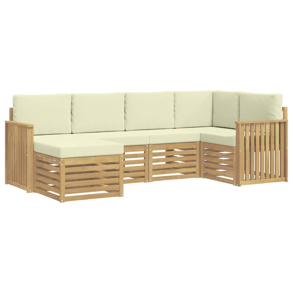 Outdoor-Sofagarnitur 6 pcs Weiß und Creme Polyester