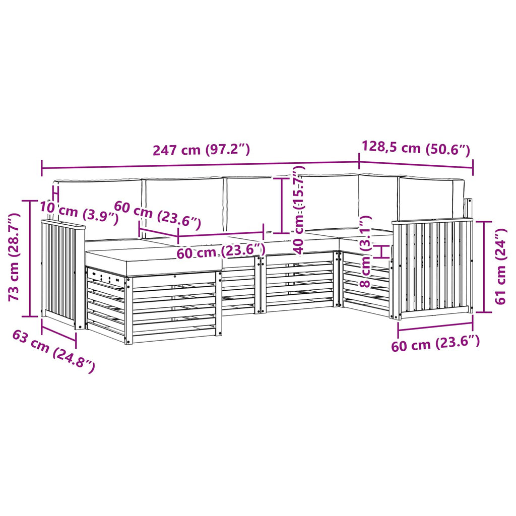 Outdoor-Sofagarnitur 6 pcs Weiß und Creme Polyester
