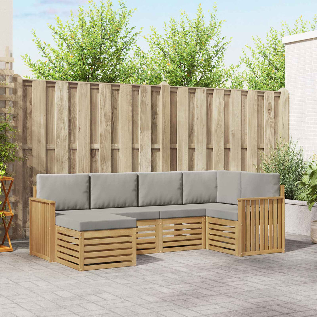 Outdoor-Sofagarnitur 6 pcs Weiß und Hellgrau Polyester