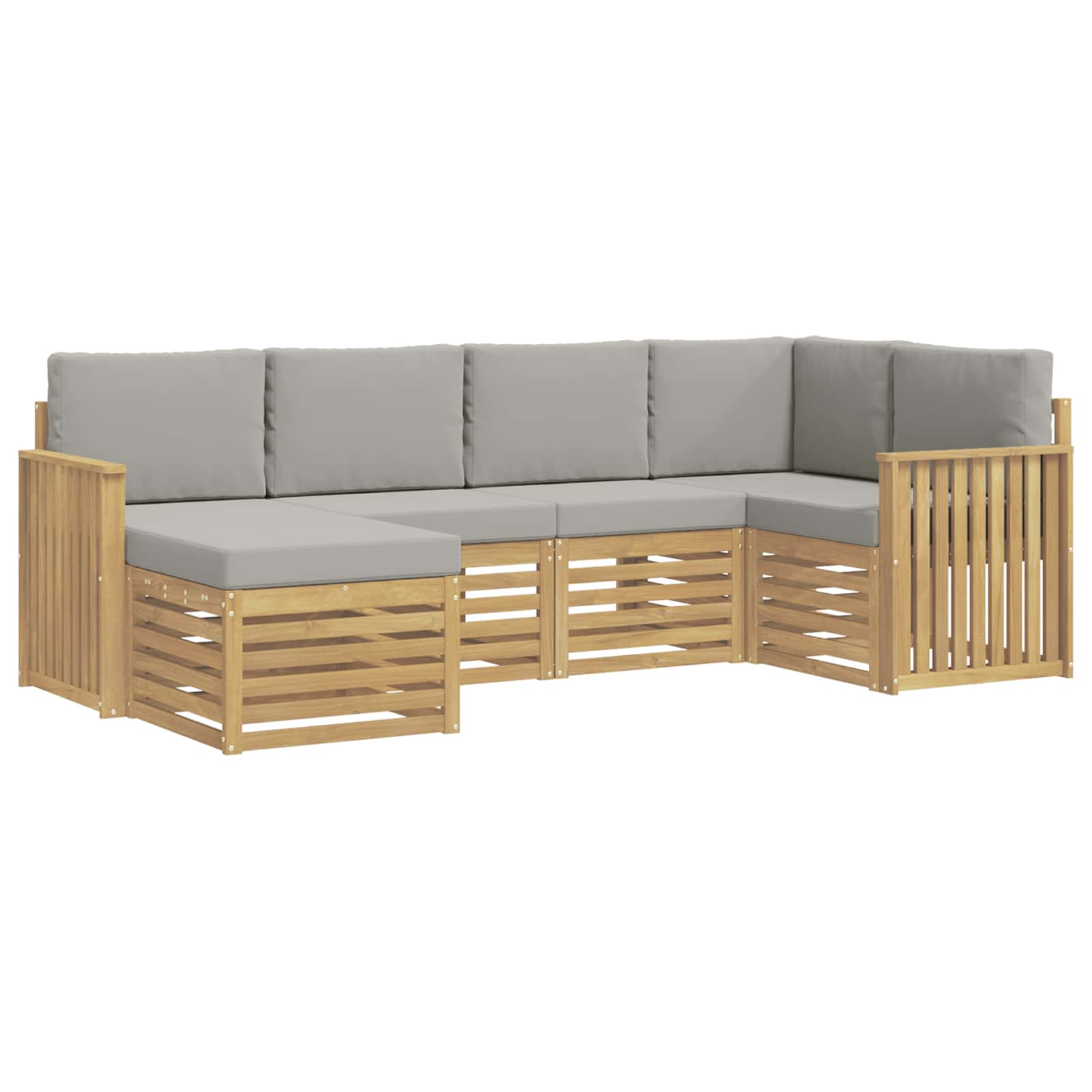 Outdoor-Sofagarnitur 6 pcs Weiß und Hellgrau Polyester