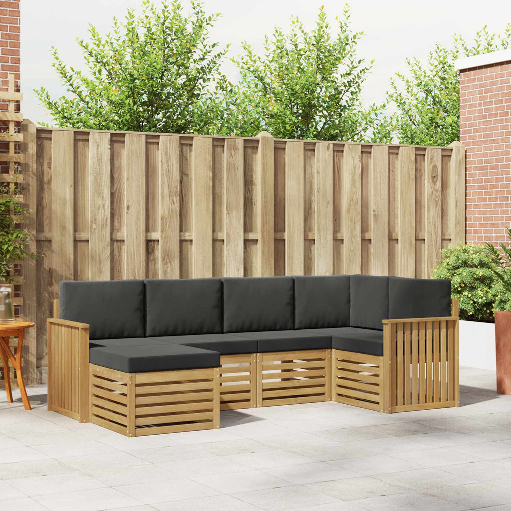 Outdoor-Sofagarnitur 6 pcs Weiß und Anthrazit Polyester