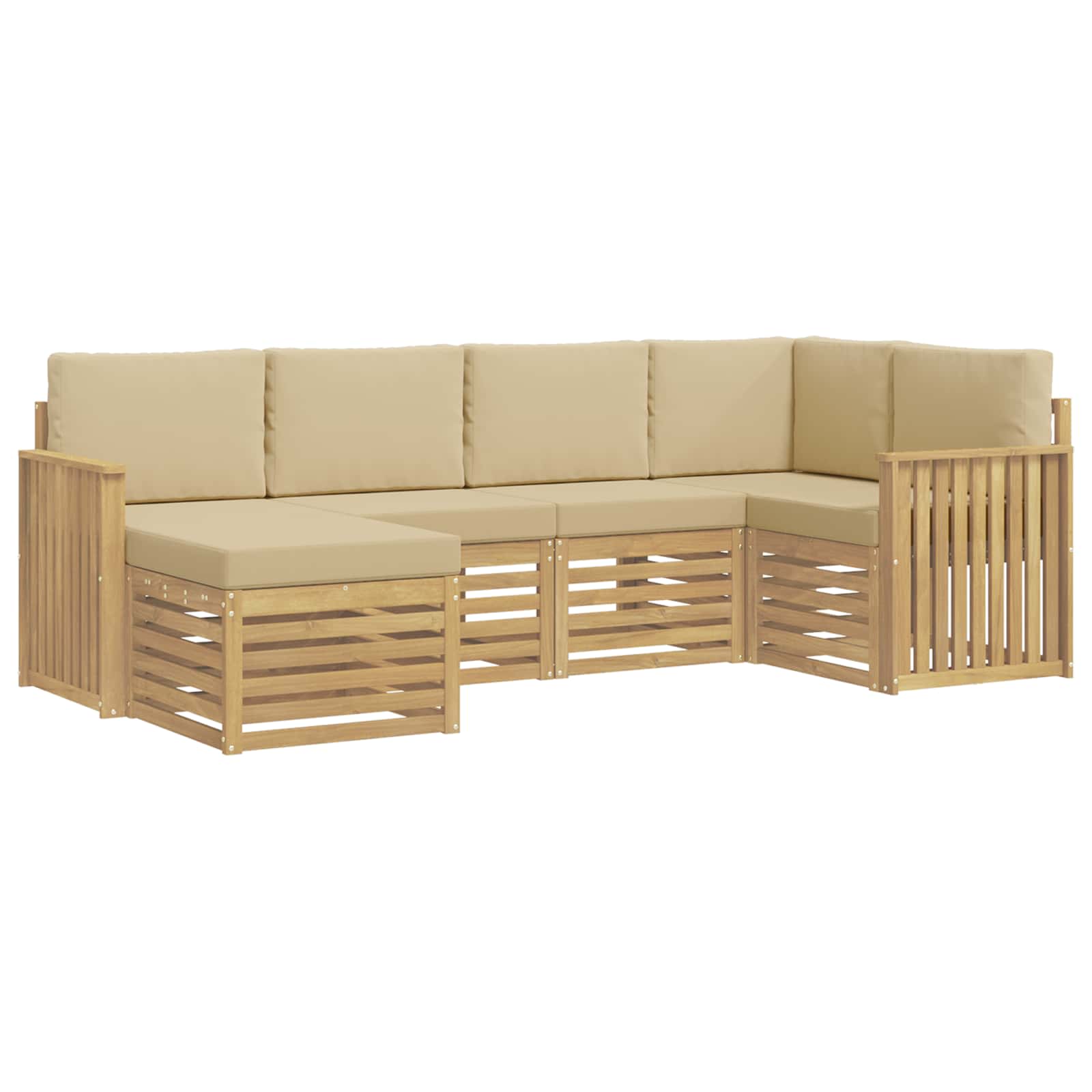 Outdoor-Sofagarnitur 6 pcs Weiß und Beige Polyester