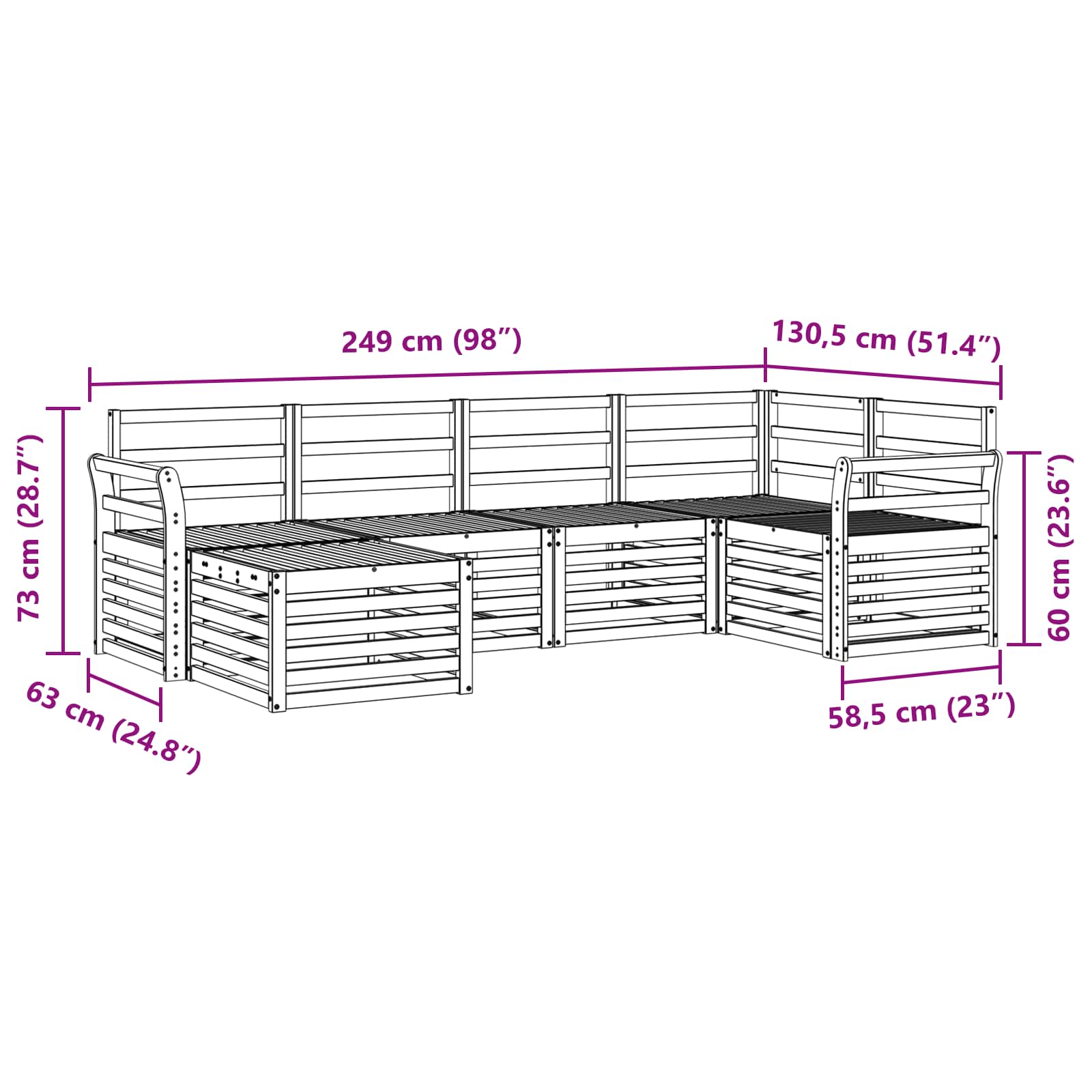 Outdoor-Sofagarnitur 6 pcs Weiß Polyester
