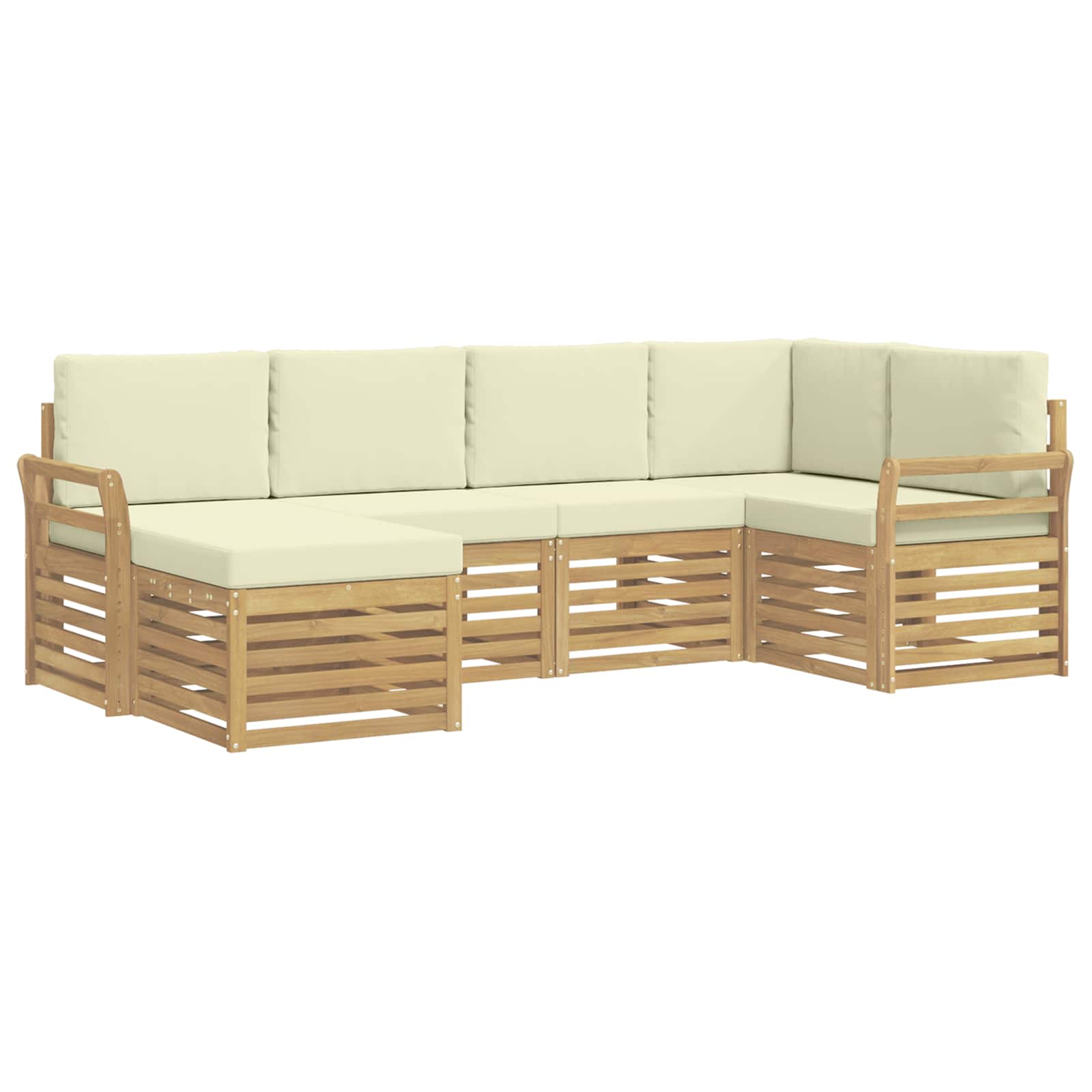 Outdoor-Sofagarnitur 6 pcs Weiß und Creme Polyester
