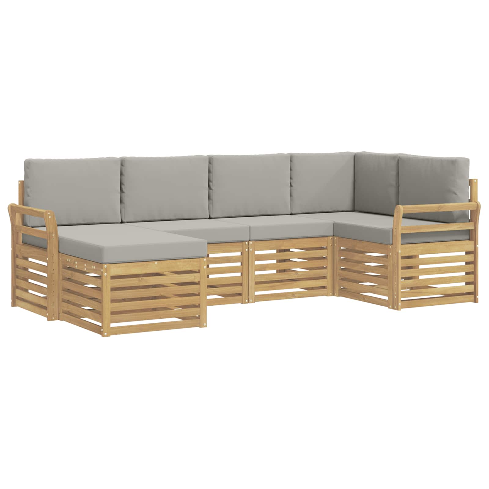 Outdoor-Sofagarnitur 6 pcs Weiß und Hellgrau Polyester