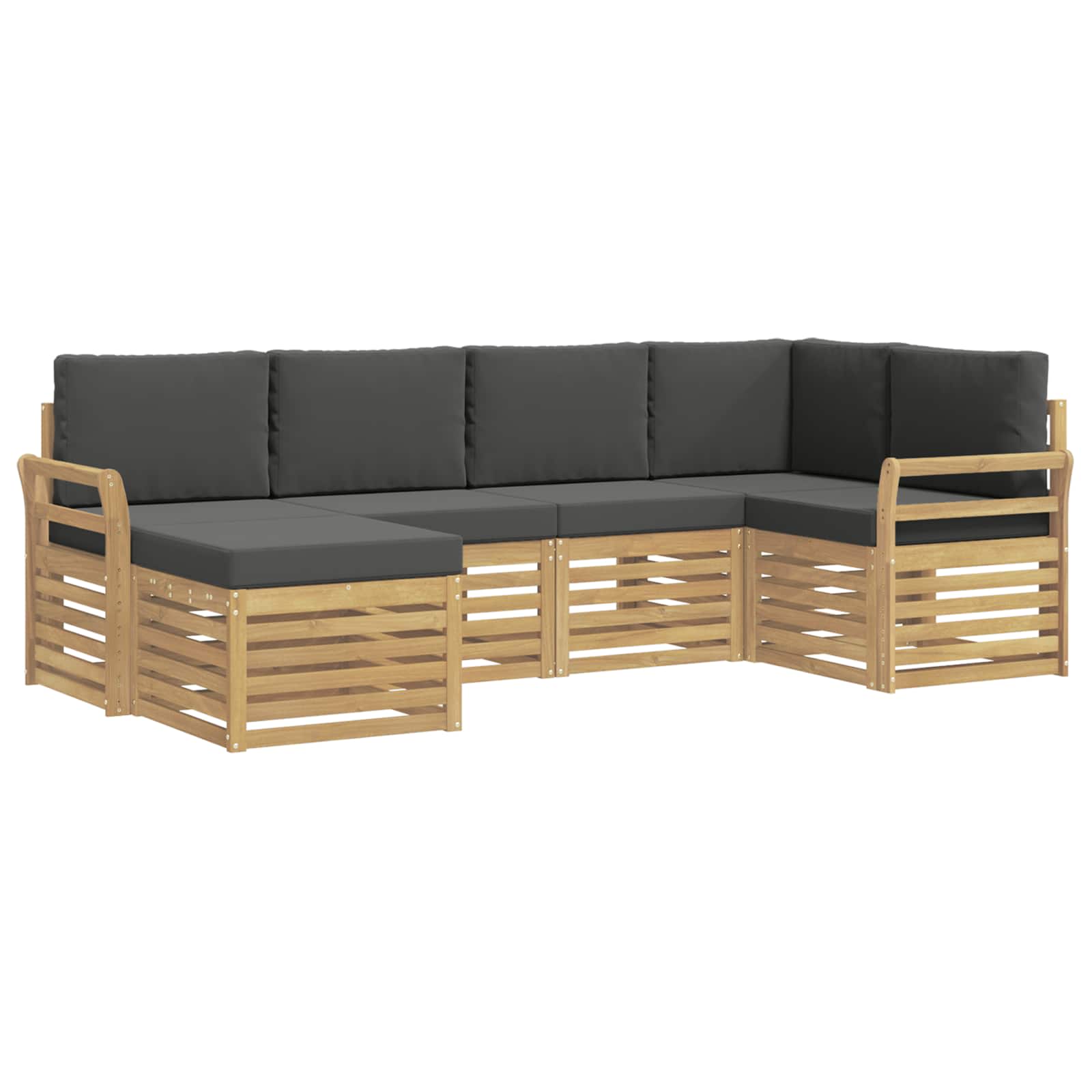 Outdoor-Sofagarnitur 6 pcs Weiß und Anthrazit Polyester