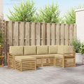 Outdoor-Sofagarnitur 6 pcs Weiß und Beige Polyester