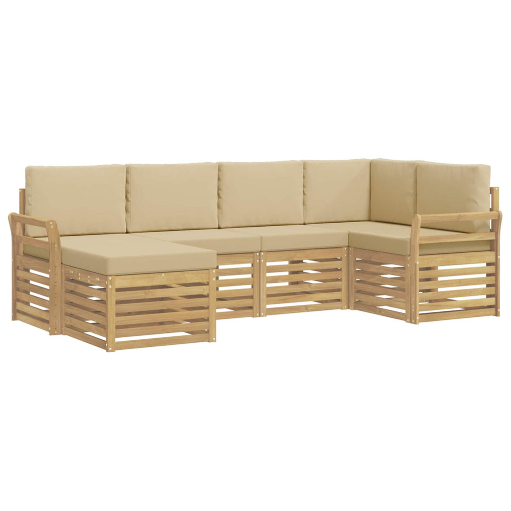 Outdoor-Sofagarnitur 6 pcs Weiß und Beige Polyester