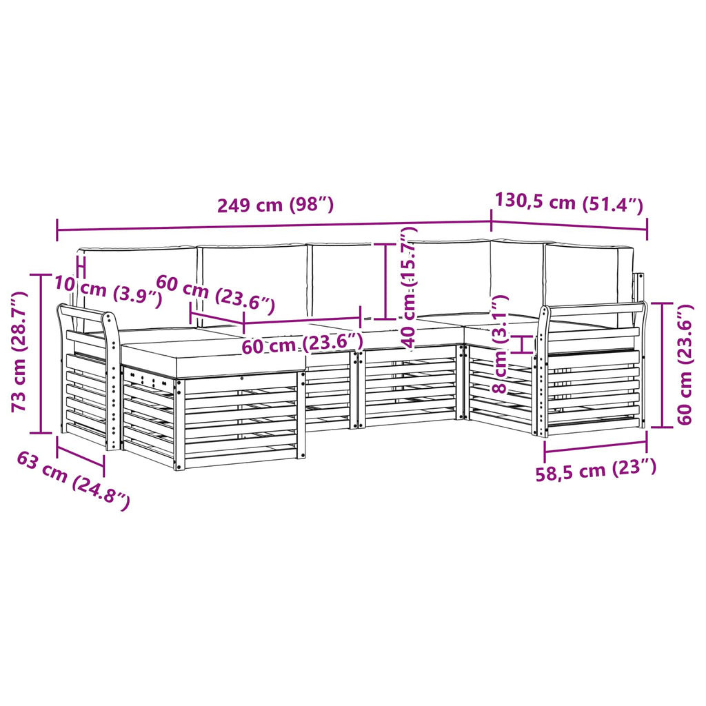 Outdoor-Sofagarnitur 6 pcs Weiß und Beige Polyester