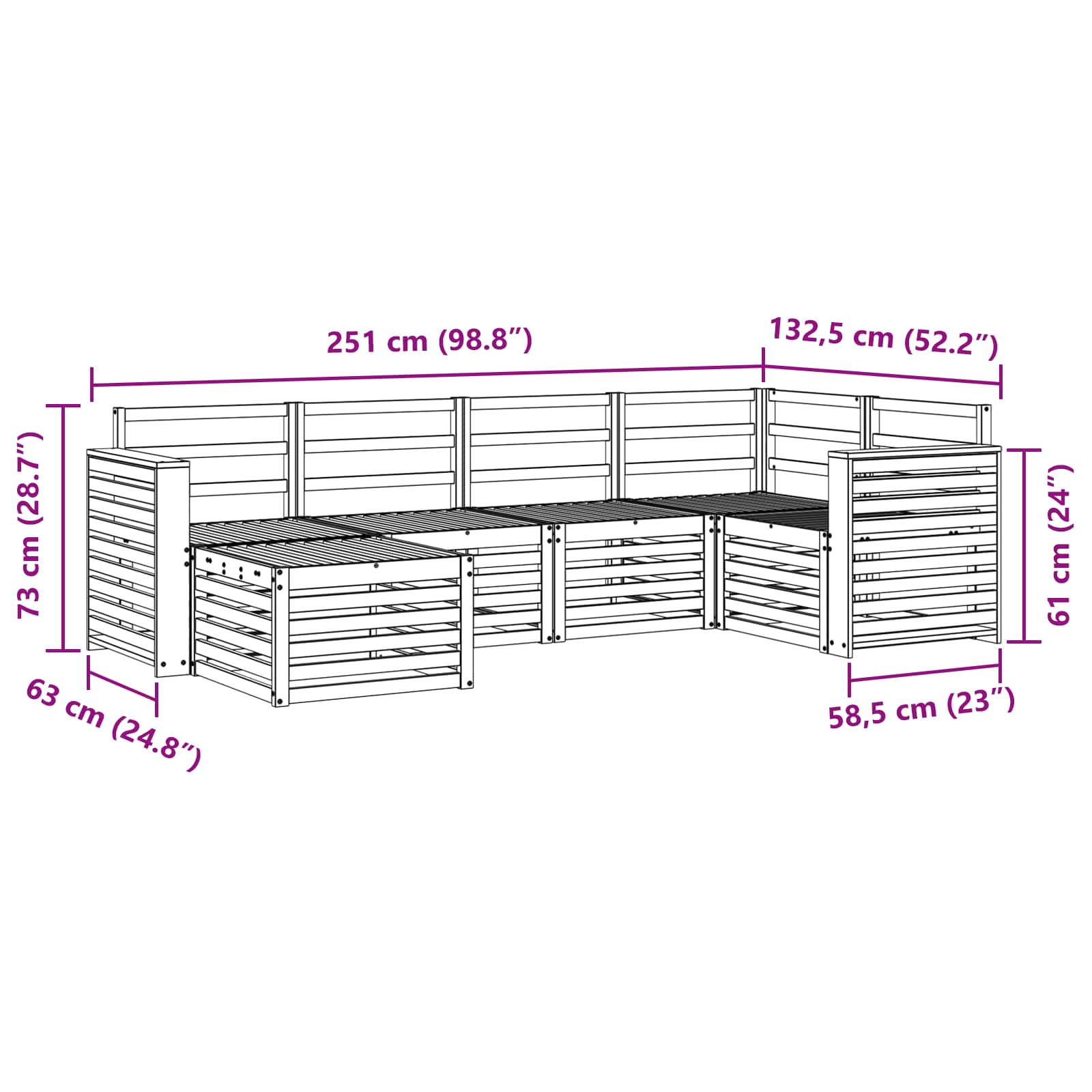 Outdoor-Sofagarnitur 6 pcs Weiß Polyester