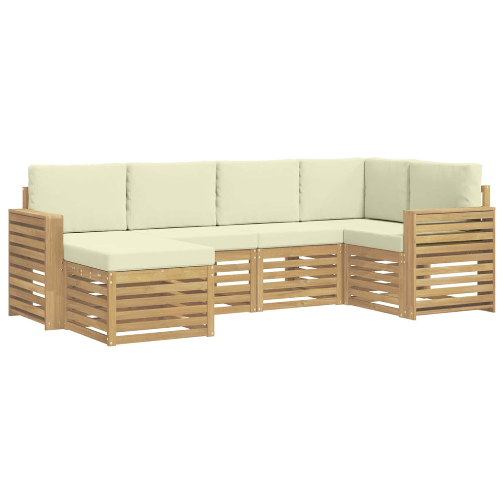 Outdoor-Sofagarnitur 6 pcs Weiß und Creme Polyester