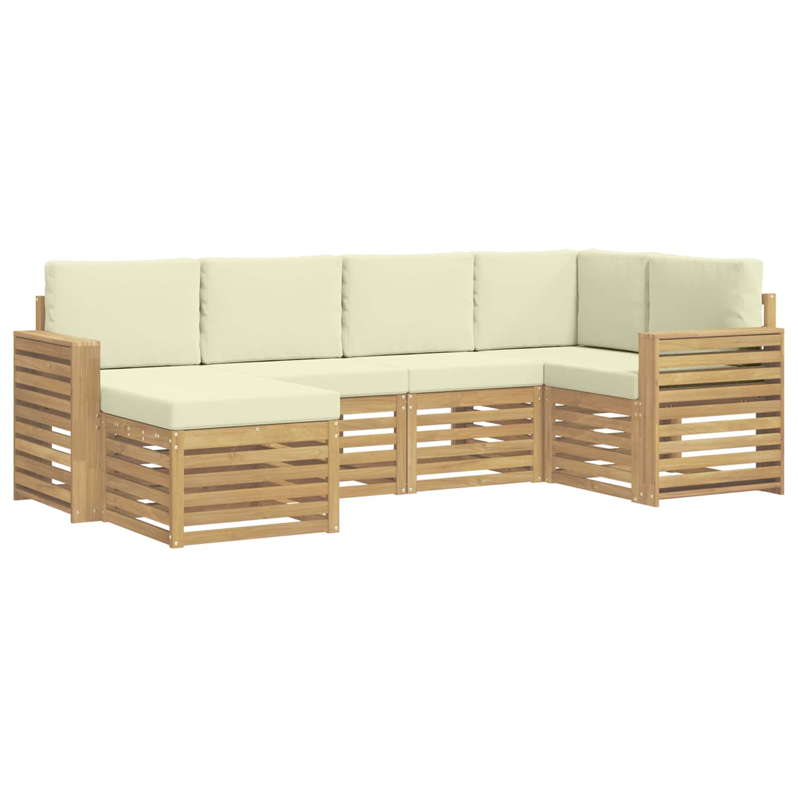 Outdoor-Sofagarnitur 6 pcs Weiß und Creme Polyester