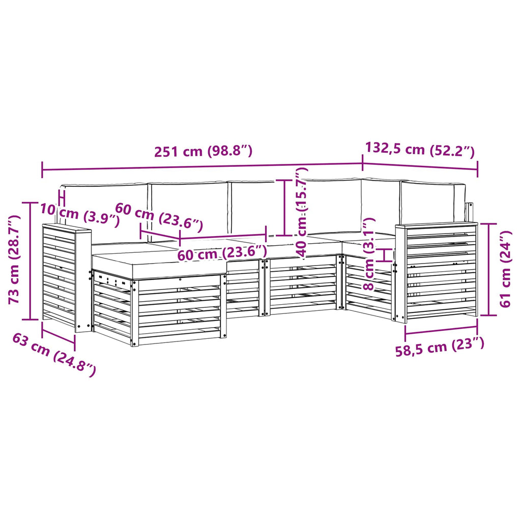 Outdoor-Sofagarnitur 6 pcs Weiß und Creme Polyester