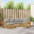 Outdoor-Sofagarnitur 6 pcs Weiß und Hellgrau Polyester