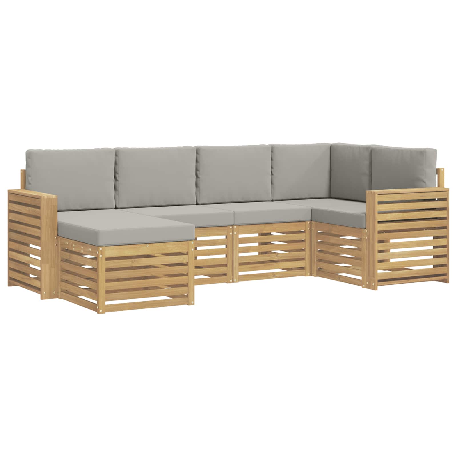 Outdoor-Sofagarnitur 6 pcs Weiß und Hellgrau Polyester