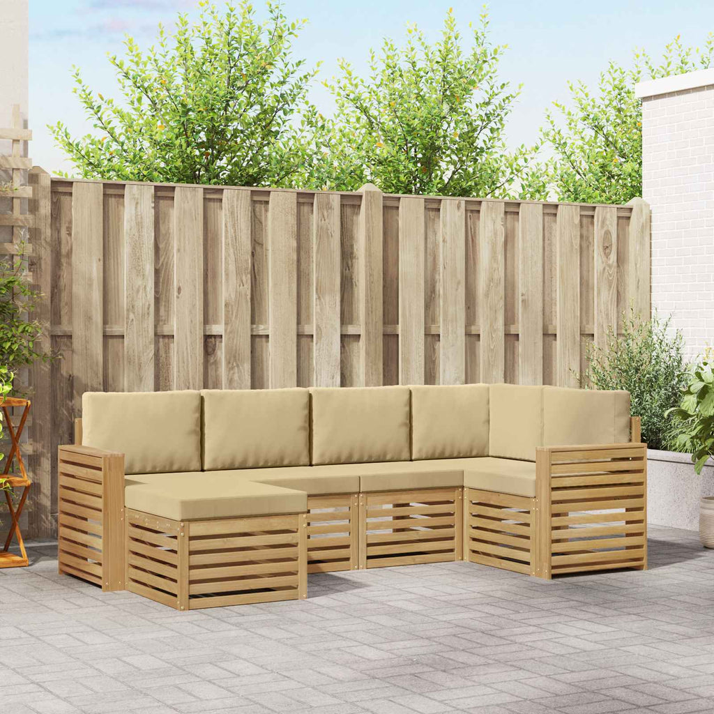 Outdoor-Sofagarnitur 6 pcs Weiß und Beige Polyester