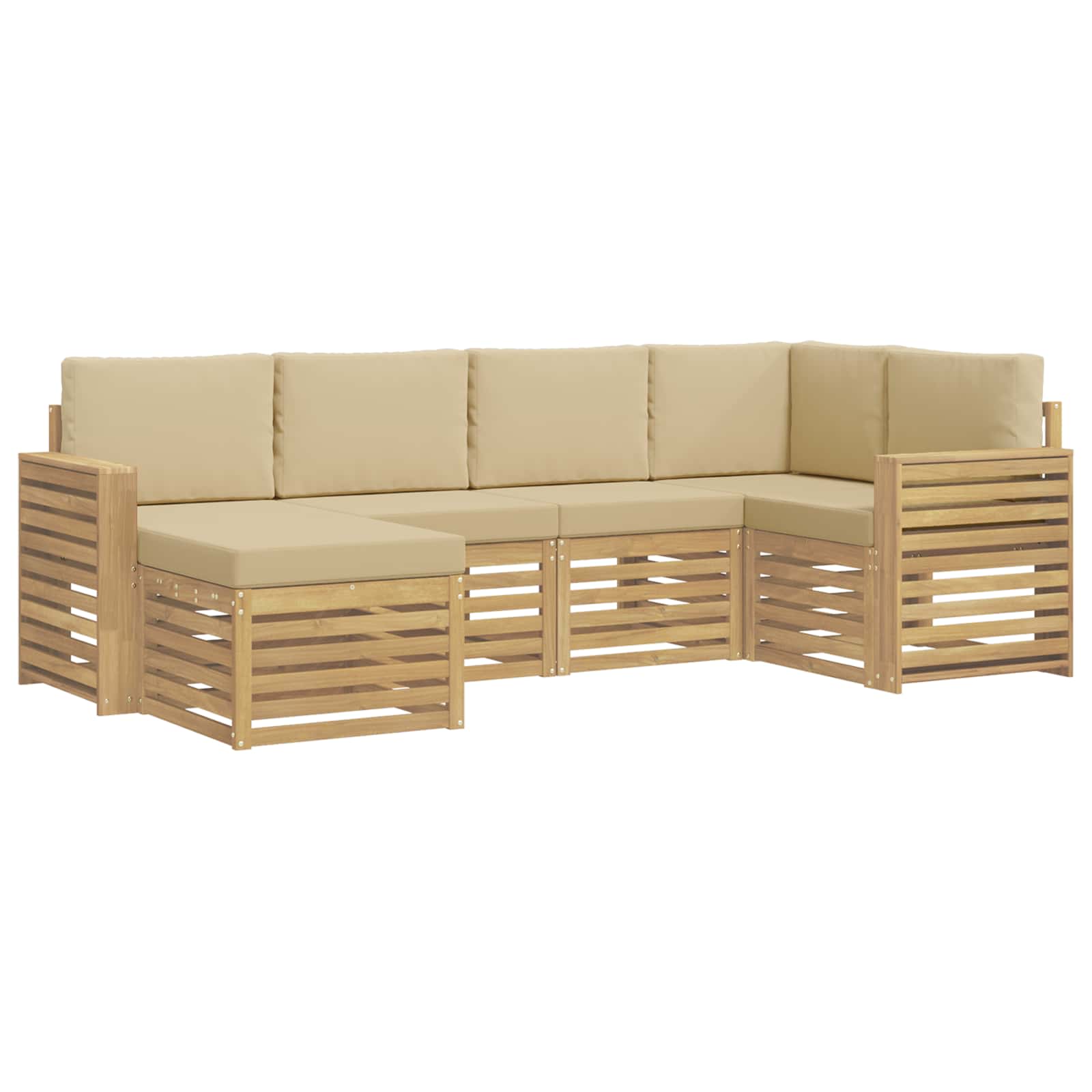 Outdoor-Sofagarnitur 6 pcs Weiß und Beige Polyester