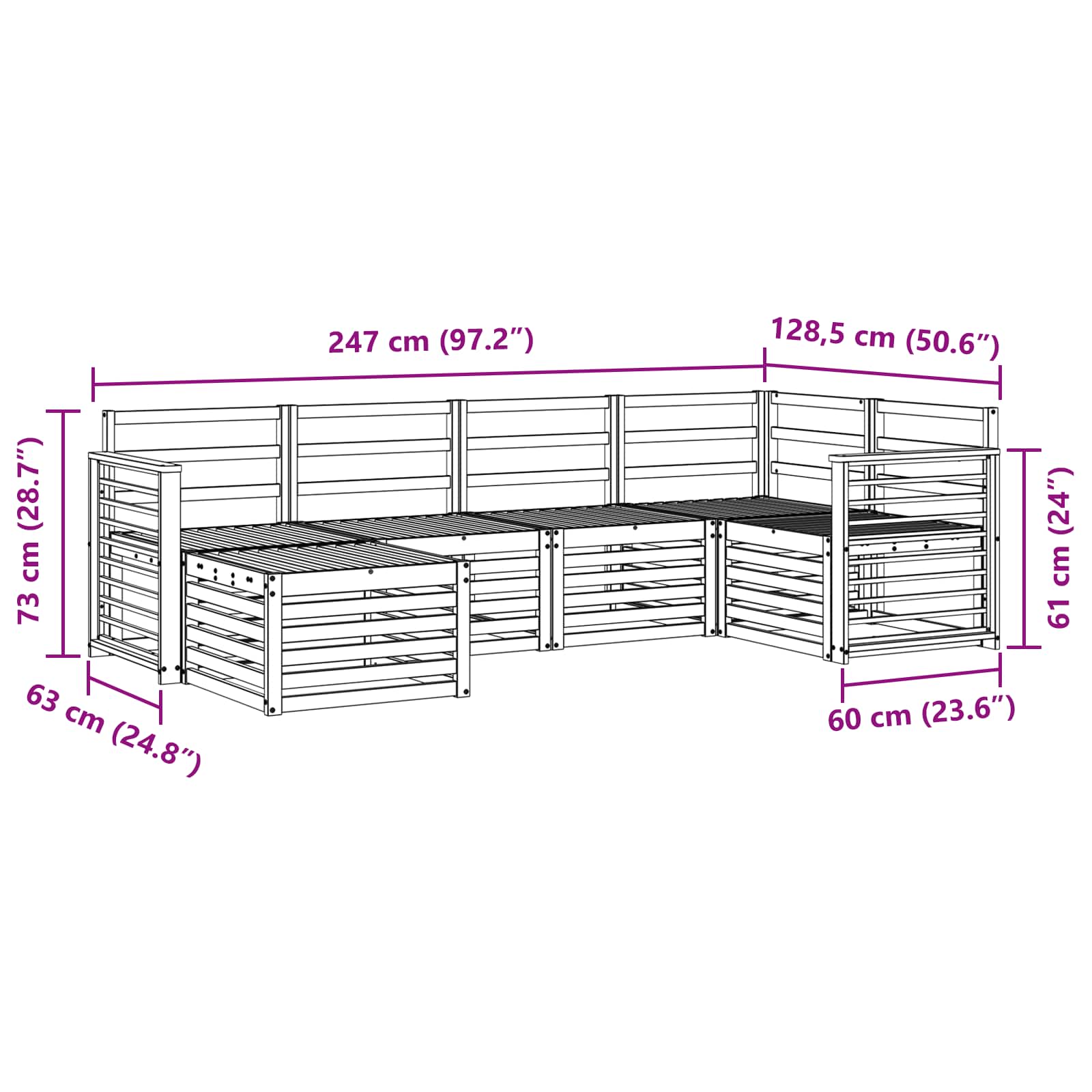 Outdoor-Sofagarnitur 6 pcs Weiß Polyester