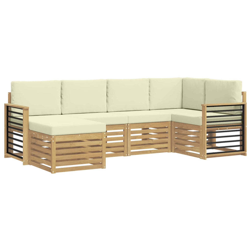 Outdoor-Sofagarnitur 6 pcs Weiß und Creme Polyester