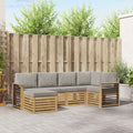 Outdoor-Sofagarnitur 6 pcs Weiß und Hellgrau Polyester