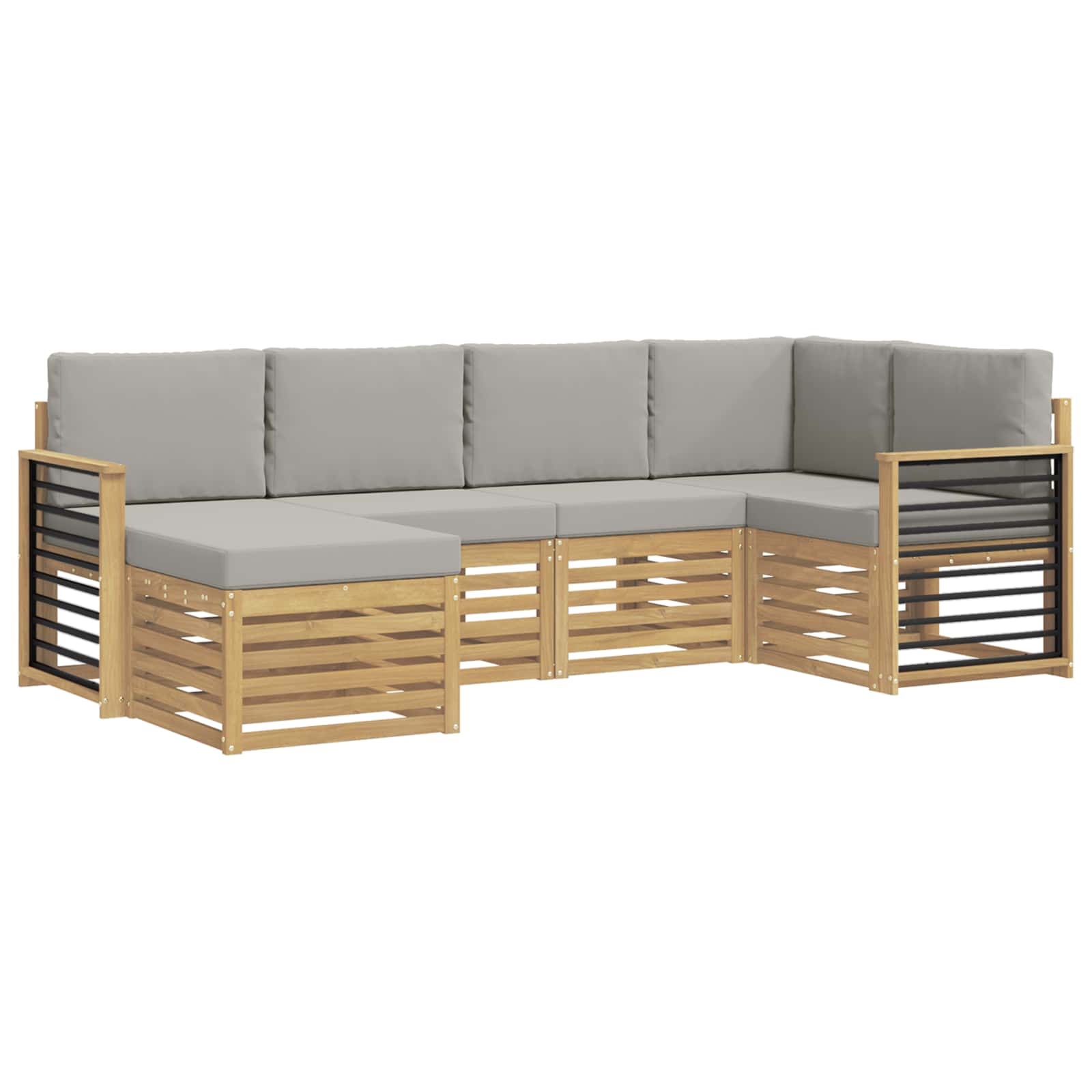 Outdoor-Sofagarnitur 6 pcs Weiß und Hellgrau Polyester