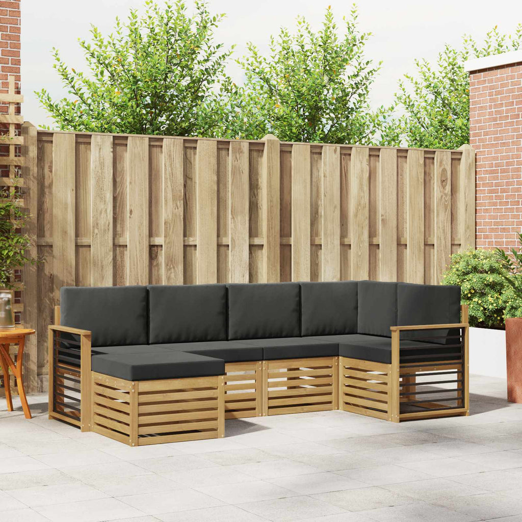 Outdoor-Sofagarnitur 6 pcs Weiß und Anthrazit Polyester