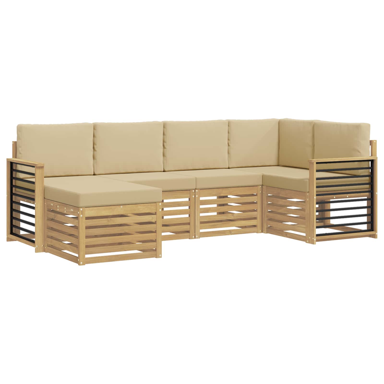 Outdoor-Sofagarnitur 6 pcs Weiß und Beige Polyester
