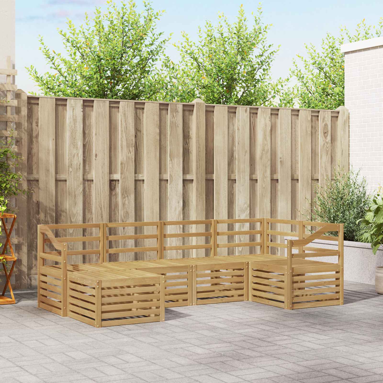 Outdoor-Sofagarnitur 6 pcs Weiß Polyester