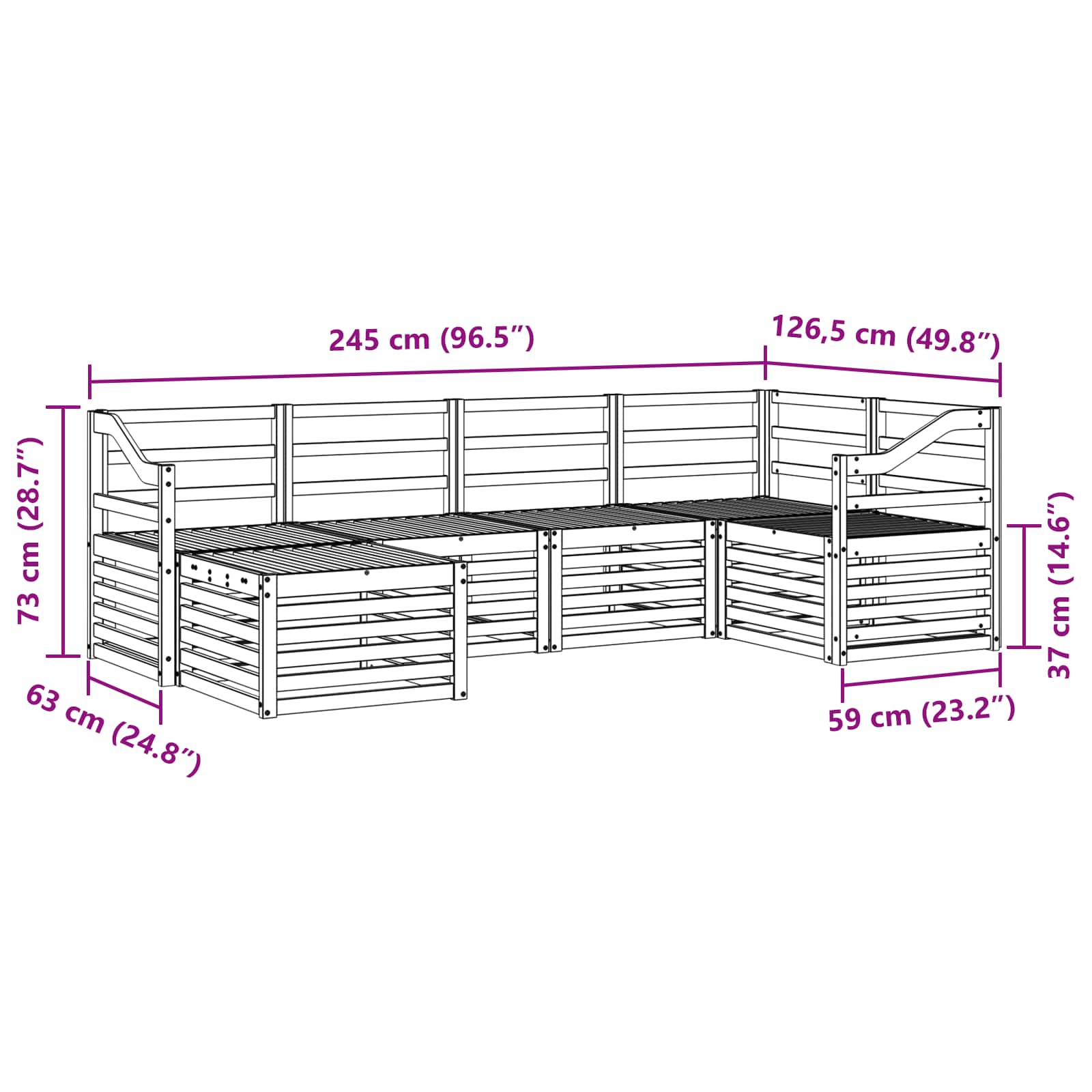 Outdoor-Sofagarnitur 6 pcs Weiß Polyester