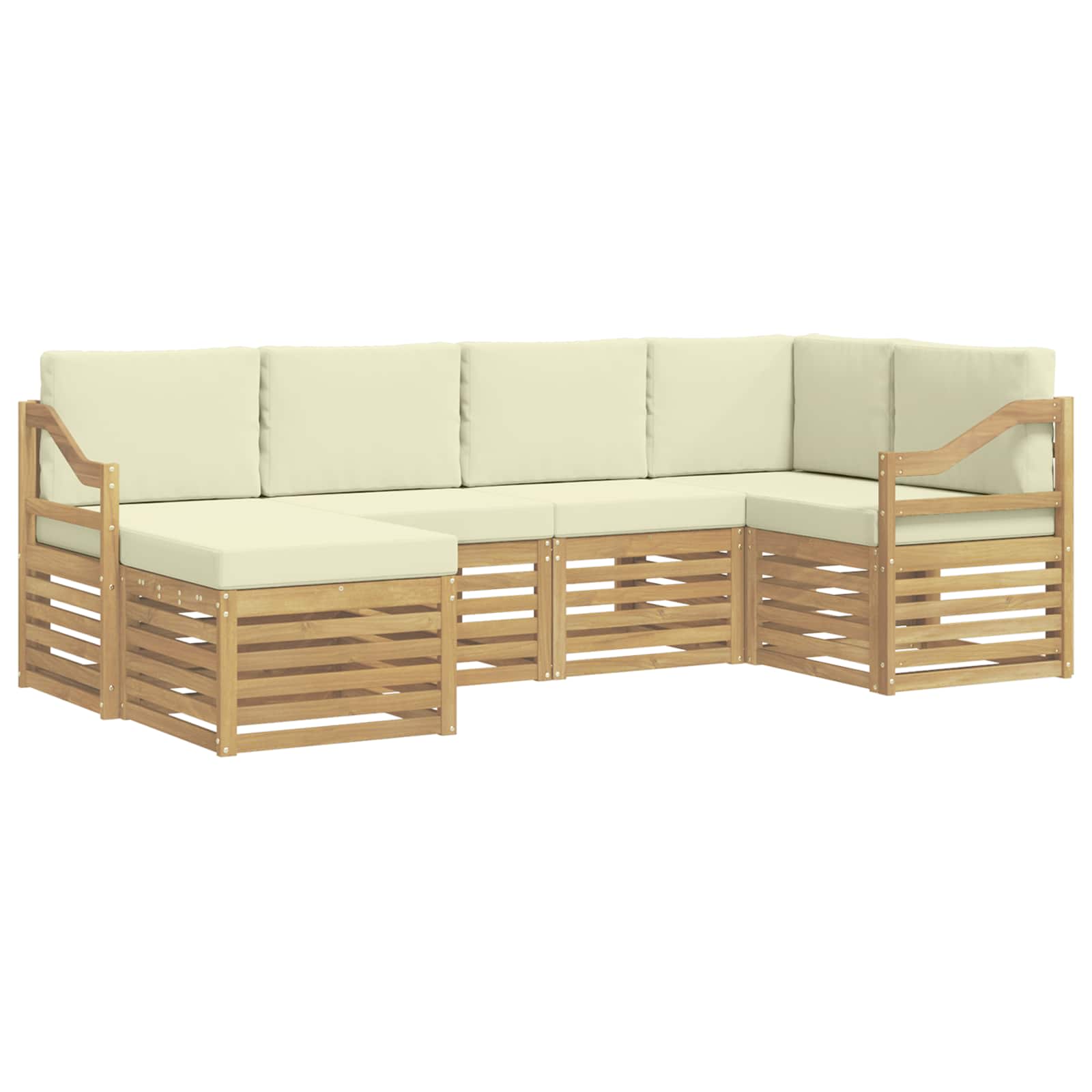 Outdoor-Sofagarnitur 6 pcs Weiß und Creme Polyester