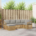 Outdoor-Sofagarnitur 6 pcs Weiß und Hellgrau Polyester