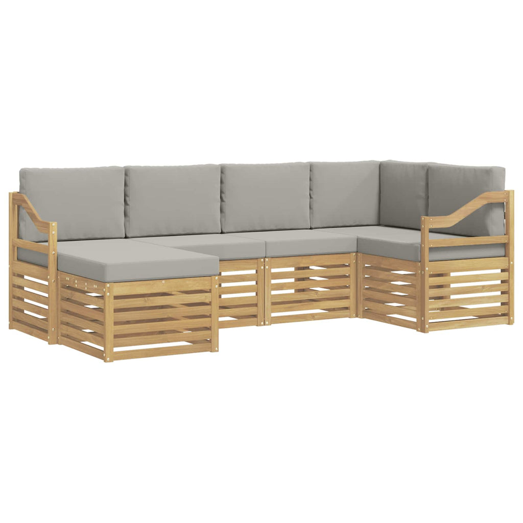 Outdoor-Sofagarnitur 6 pcs Weiß und Hellgrau Polyester