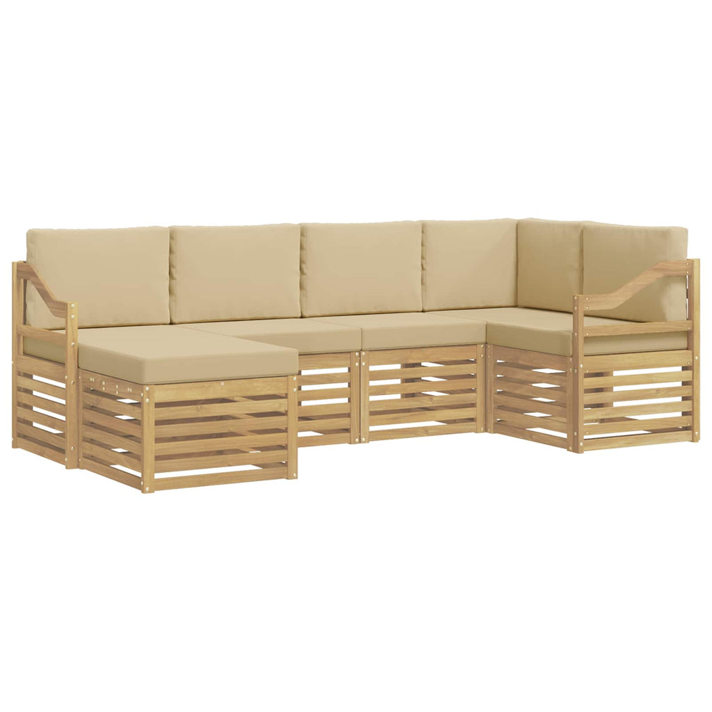 Outdoor-Sofagarnitur 6 pcs Weiß und Beige Polyester