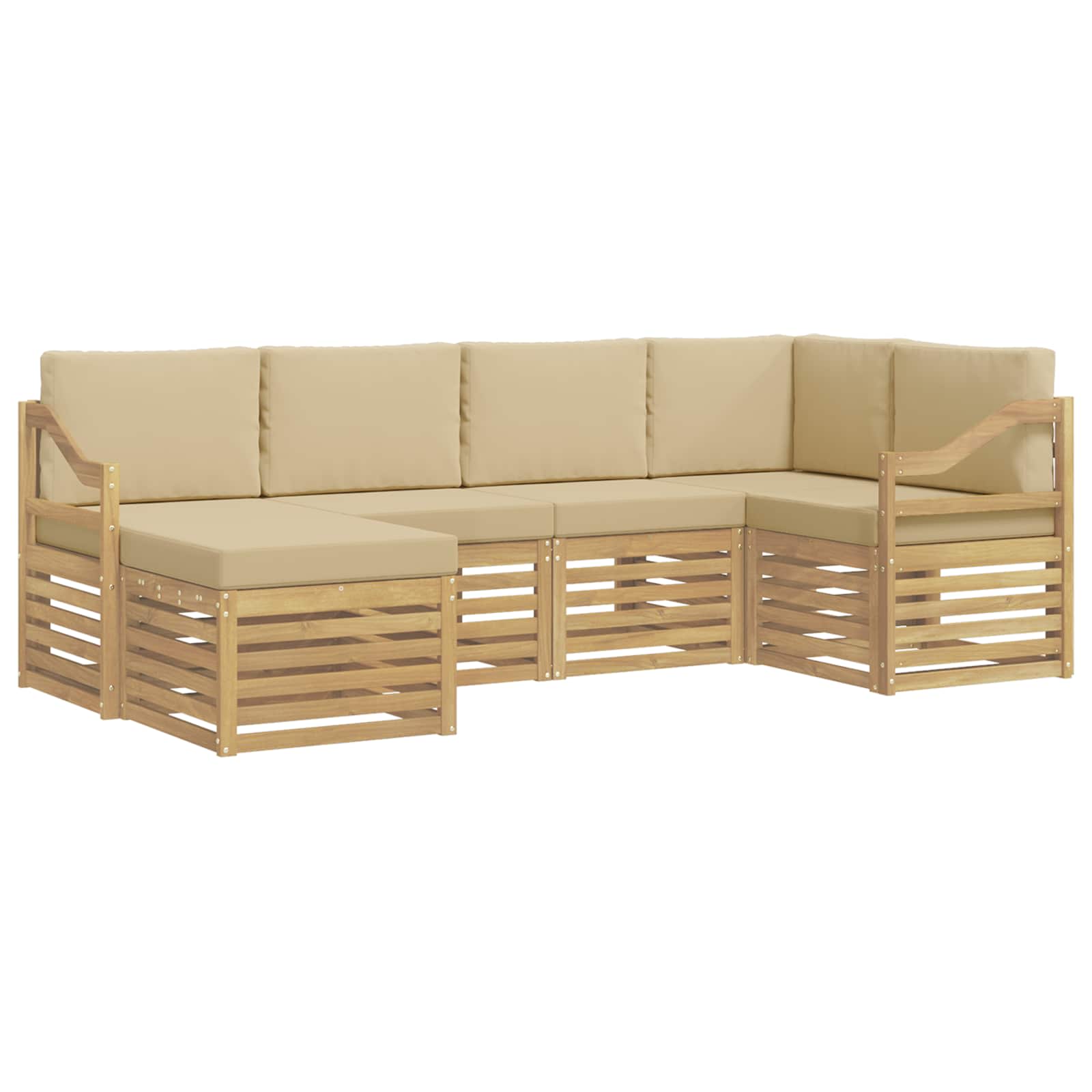 Outdoor-Sofagarnitur 6 pcs Weiß und Beige Polyester