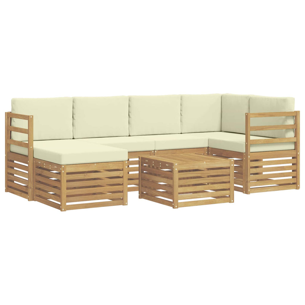 Outdoor-Sofagarnitur 7 pcs Weiß und Creme Polyester