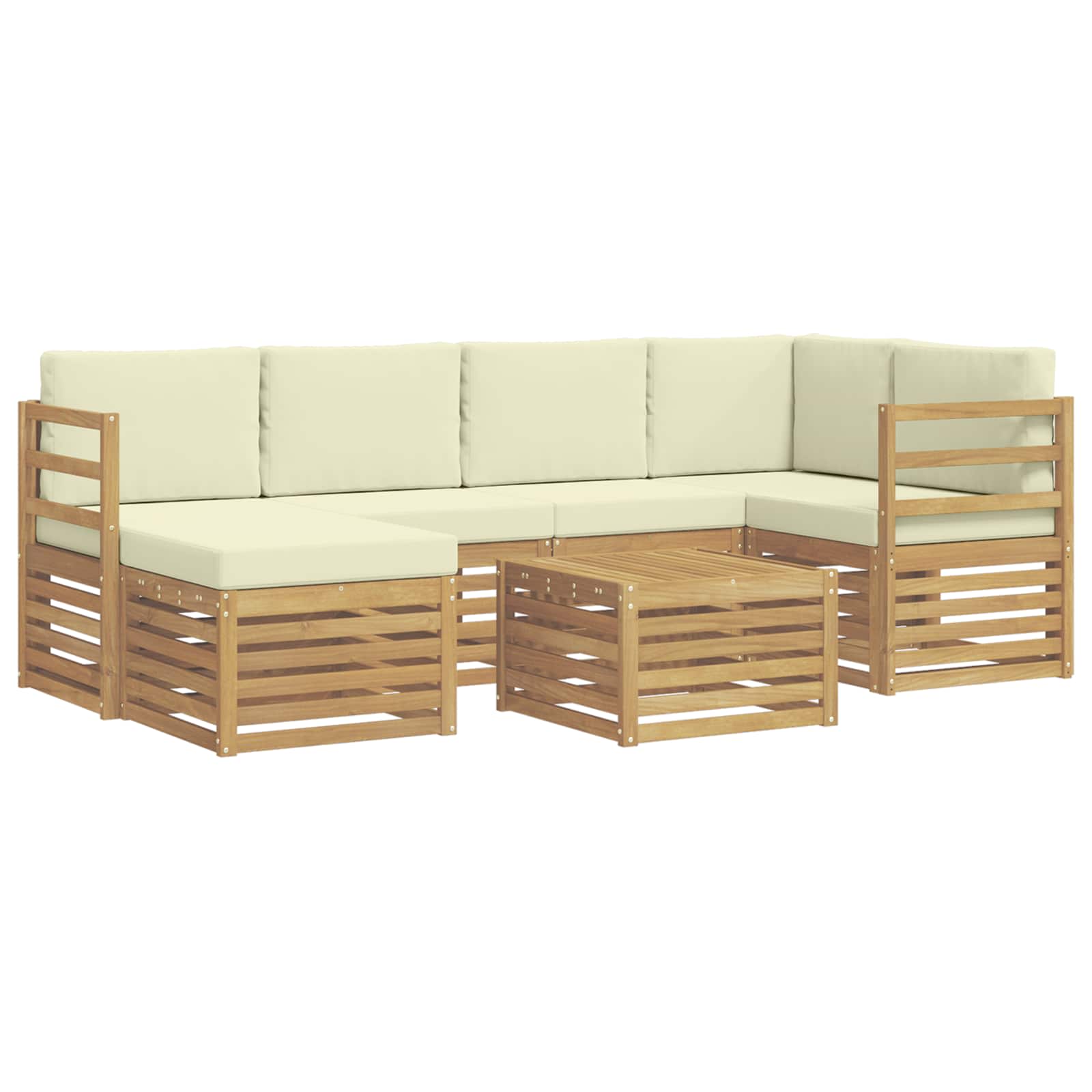 Outdoor-Sofagarnitur 7 pcs Weiß und Creme Polyester