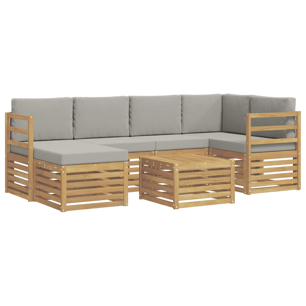 Outdoor-Sofagarnitur 7 pcs Weiß und Hellgrau Polyester