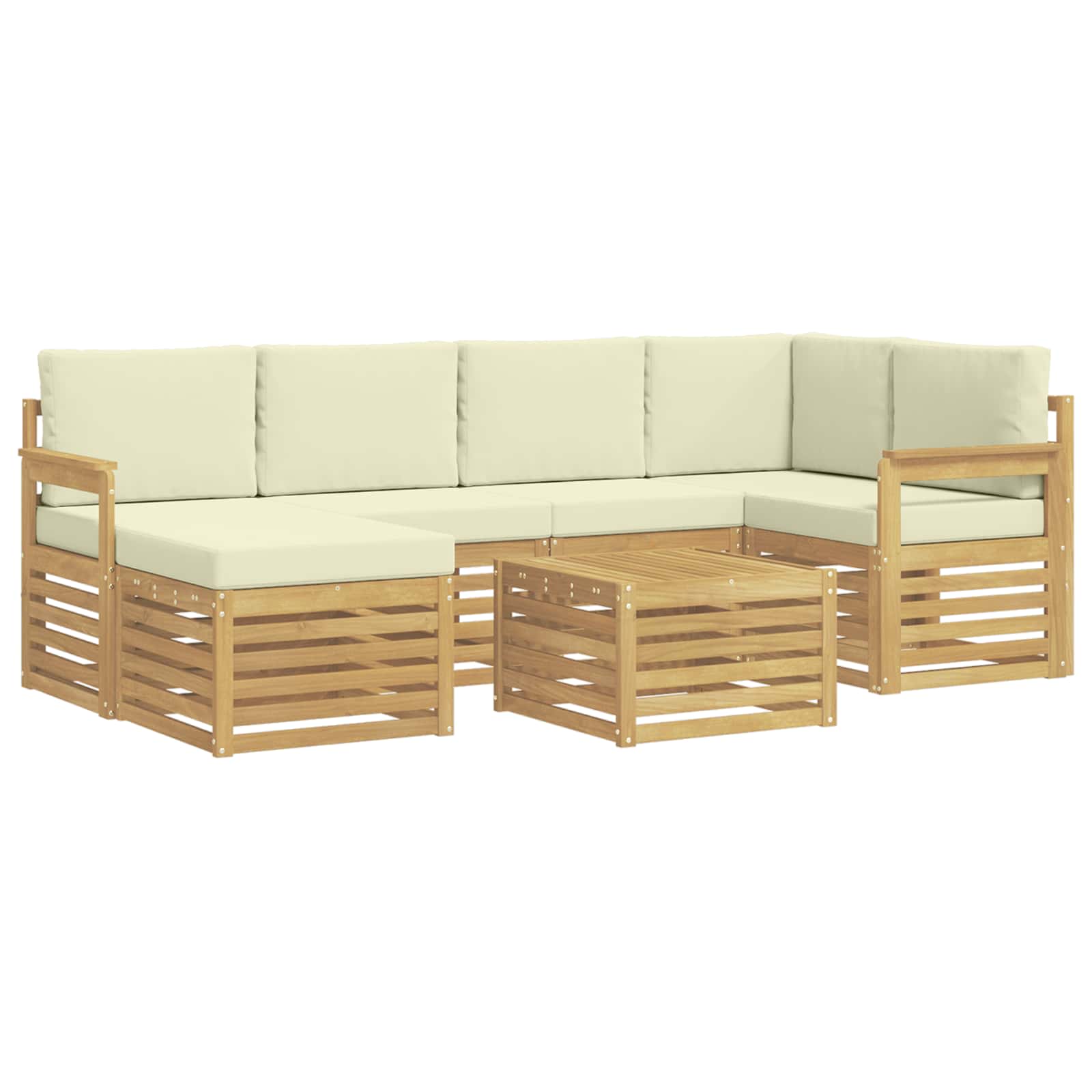 Outdoor-Sofagarnitur 7 pcs Weiß und Creme Polyester
