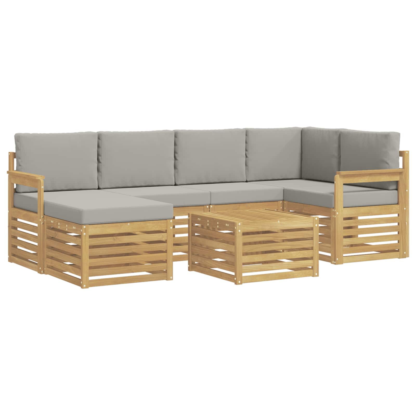 Outdoor-Sofagarnitur 7 pcs Weiß und Hellgrau 59 x 59 x 37 cm