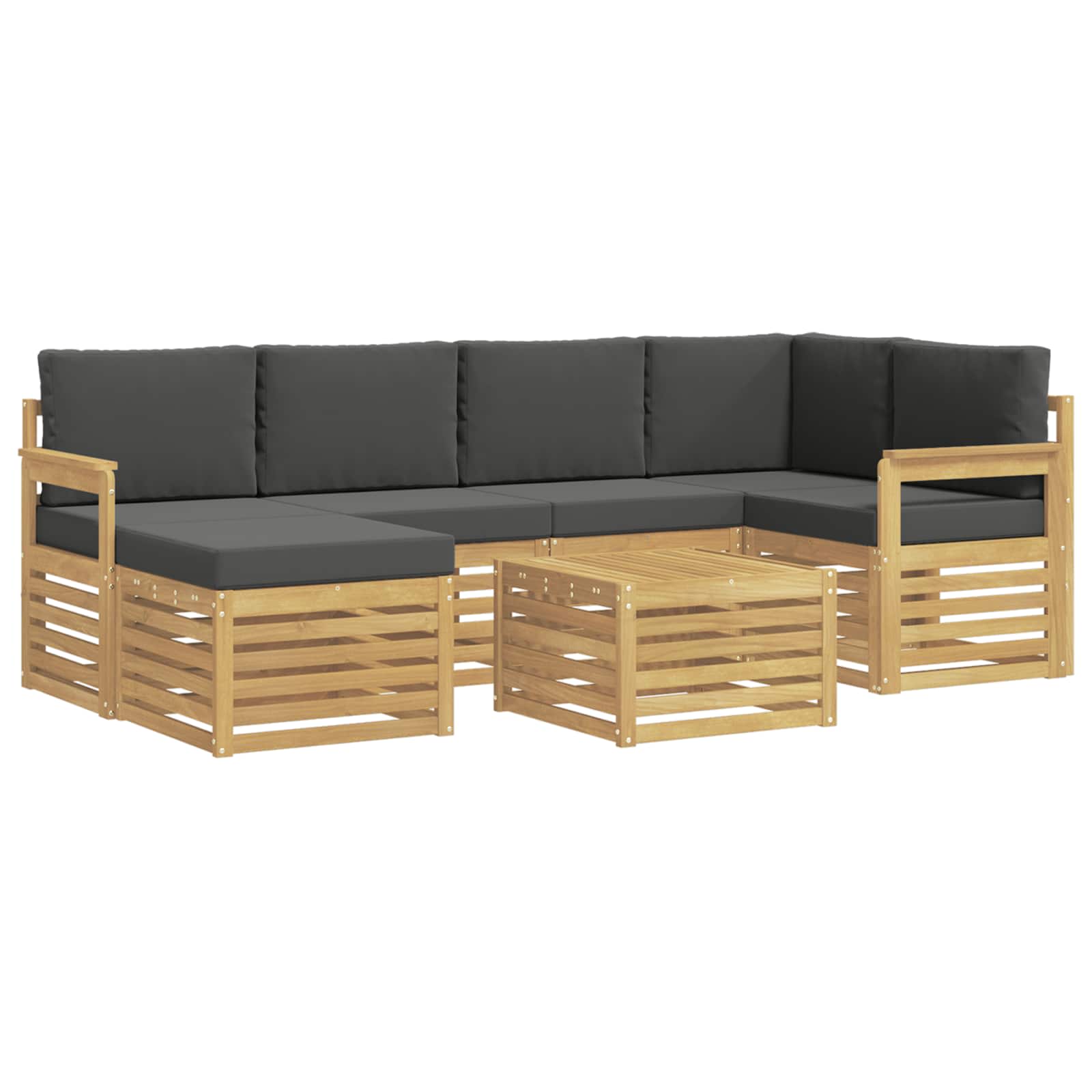 Outdoor-Sofagarnitur 7 pcs Weiß und Anthrazit Polyester
